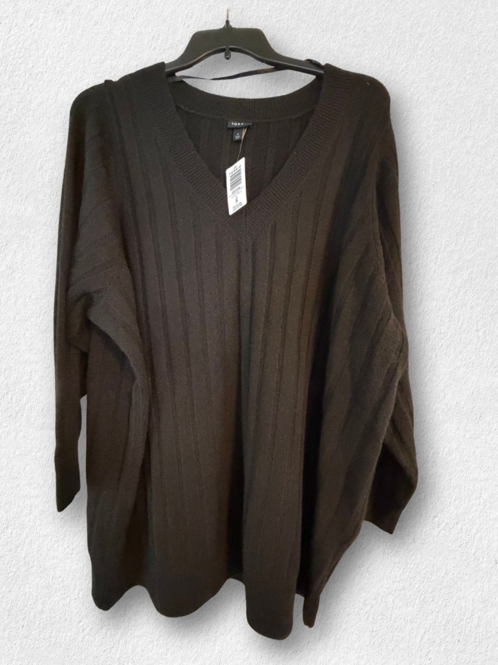Torrid Black V-necked Ribbed Tunic Sweater Plus 4X NWT